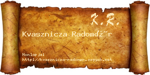 Kvasznicza Radomér névjegykártya
